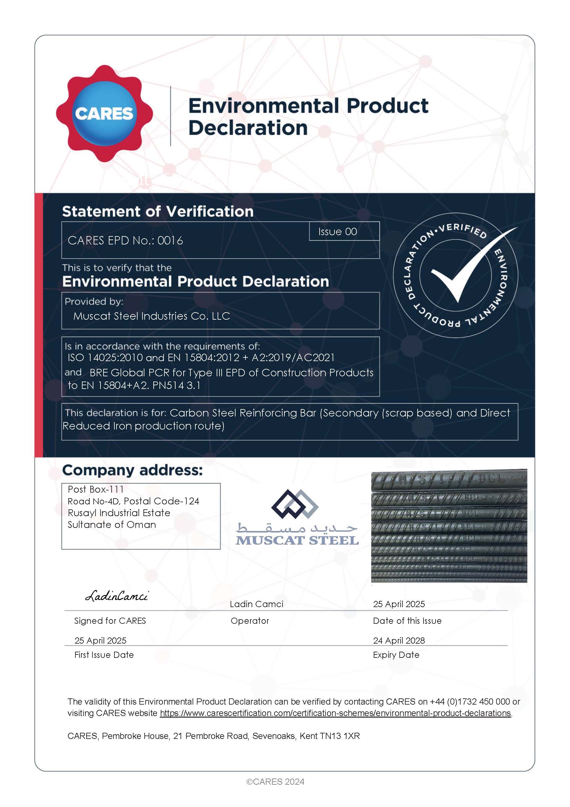 Muscat Steel Industries Co LLC EPD